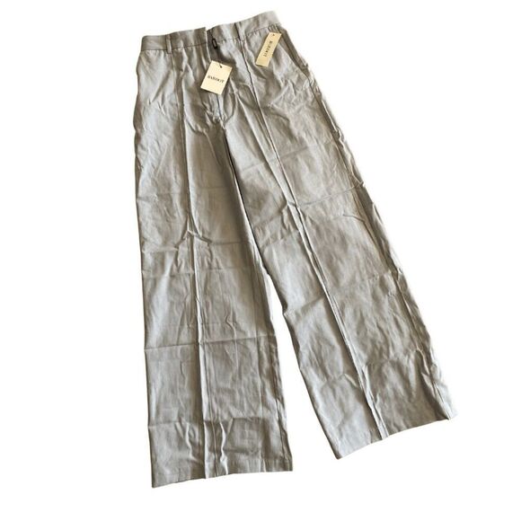 NWT Bardot Womens Blue Pleated High Rise Straight Wide Leg Pants Large - Picture 1 of 6